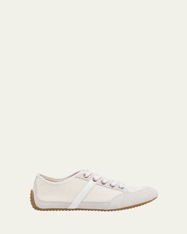 Mesh And Suede Slim Low-Top Sneakers